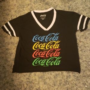 Black Coca-Cola shirt rainbow logos